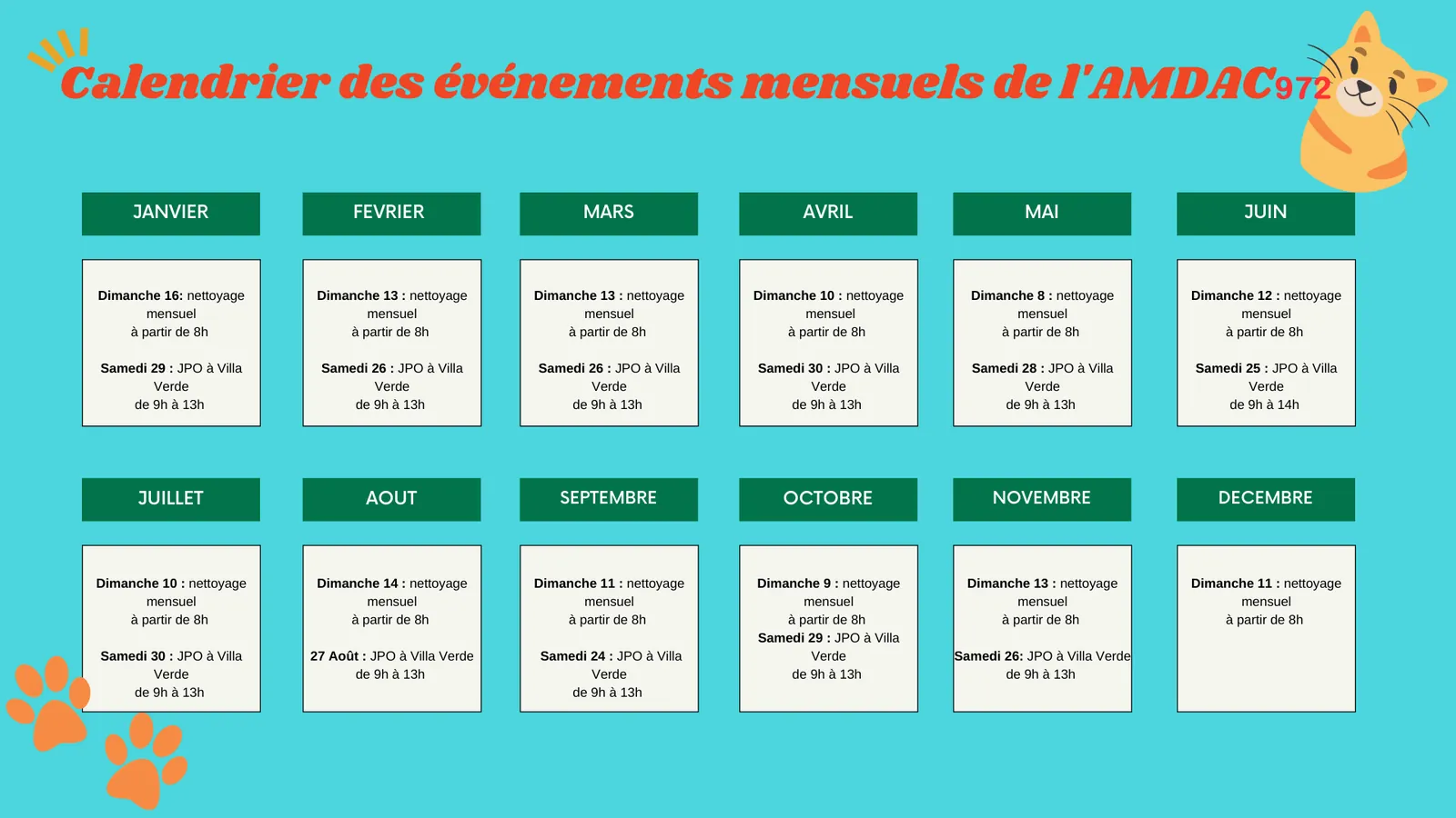 Le calendrier des événements de l’AMDAC 972