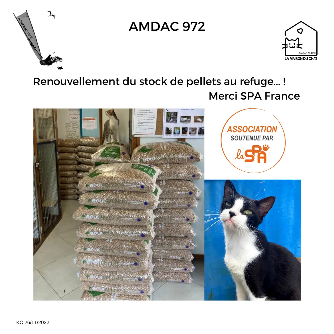 Renouvellement du stock de pellets au refuge, merci SPA France